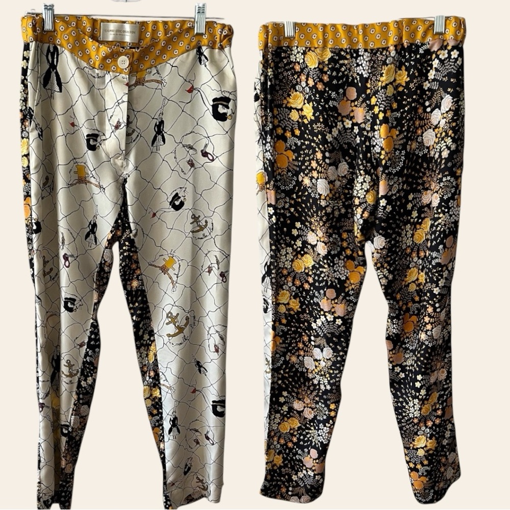 La Prestic Ouiston Mix Fishing Nautical Silk Pants Size 6